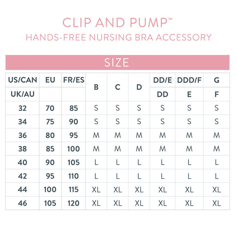 Bravado Designs Accessoire mains libres pour soutien-gorge d'allaitement Clip and Pump - Noir, T-Grande.