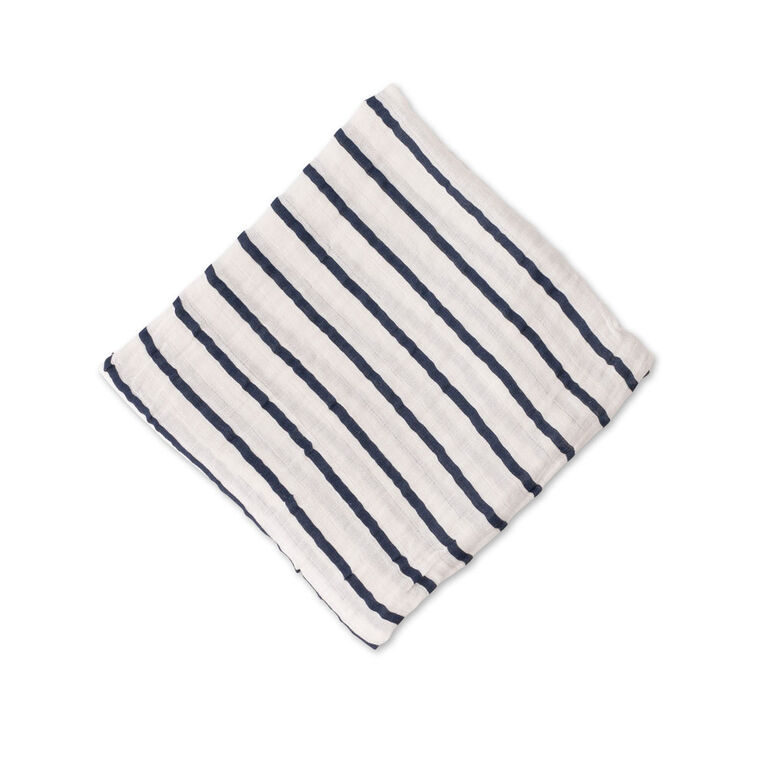 Red Rover - Cotton Muslin Swaddle Single - Navy Stripe - R Exclusive