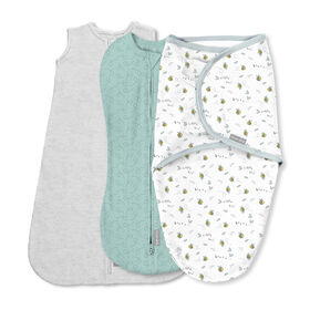 Set confort - Taille 0 à 3 mois, paquet de 3 - Set de Baby Swaddle, Little Bees