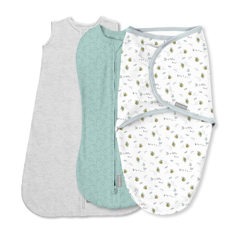 Set confort - Taille 0 à 3 mois, paquet de 3 - Set de Baby Swaddle, Little Bees