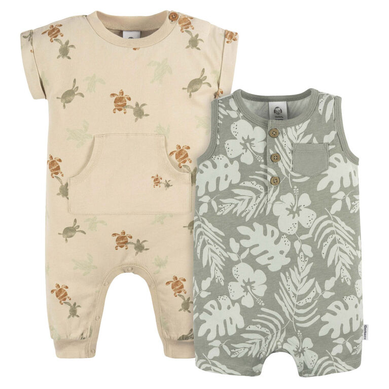 Gerber Childrenswear - 2-Pack Romper - Tropical - 6-9M