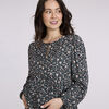 Motherhood - Long Sleeve Keyhole Blouse - Black print - S