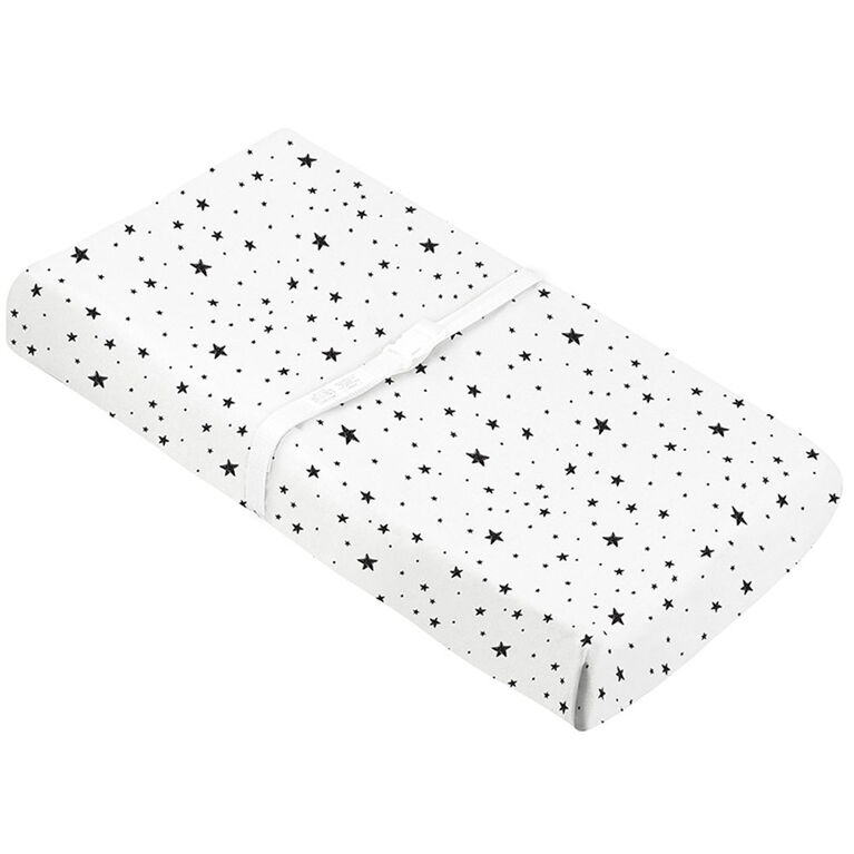 Changing Pad Cover with Slits for Safety Straps Flannel Scribble Stars