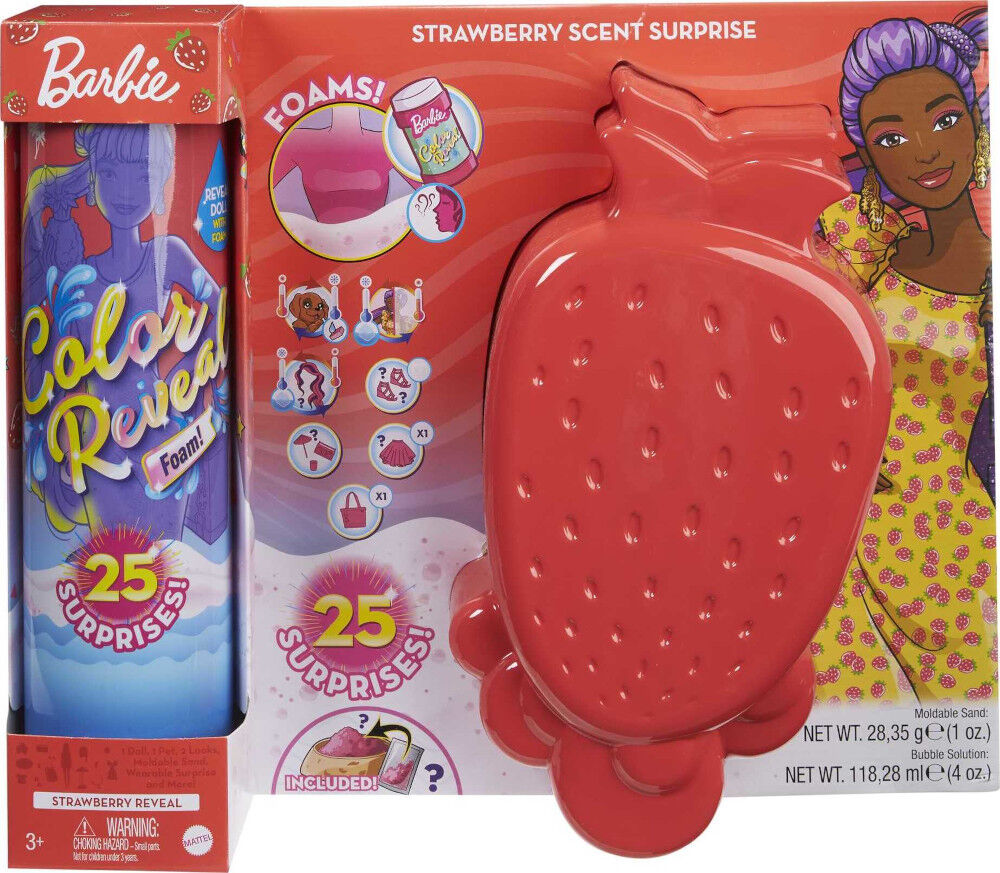 Barbie Color Reveal Foam Doll Strawberry Scent 25 Surprises Toys R Us Canada