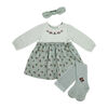 Baby Mode Ensemble 3 pièces en tricot froissé : motif floral vert, 6-9M