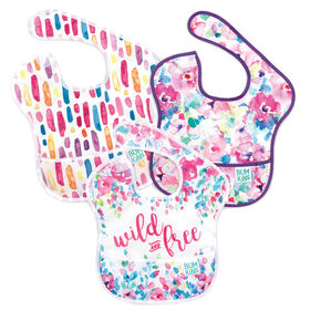 Bumkins - Ensemble de 3 SuperBibs - Gouttes de pluie, Chevron rose, Parapluie.