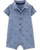 Carter's Dog Chambray Romper - Blue, 3 Months