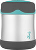 Thermos Foogo Contenant en acier inoxydable pour nourriture - 290 ml - Couleure grise avec accent bleuté.