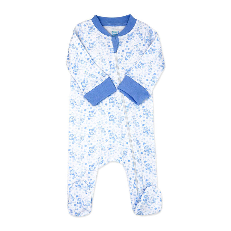 Baby Mode Interlock Coverall: Blue Floral 24M