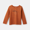 t-shirt imprimé à manches longues, 3-4a - brun