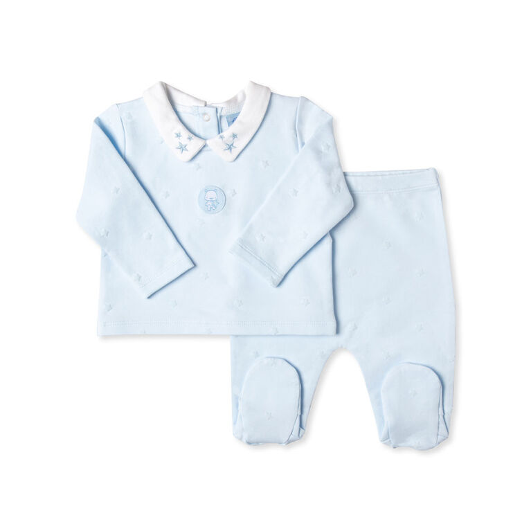 Rock a Bye Baby - Boys 2 Piece Footed Pant Set : Star - 0-3 Months
