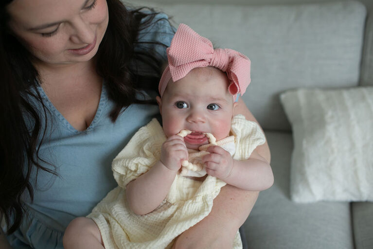 Muslin Bandana Bibs with Teether Pink 2 Pack