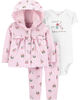 Carter's Ensemble 3 pièces petit cardigan fleuri Rose 12 mois