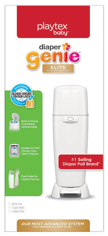 Poubelle à couches Diaper Genie Elite - Blanc Designer