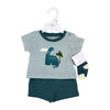 Sterling Baby 3 Piece Short Set: Blue Dinosaur