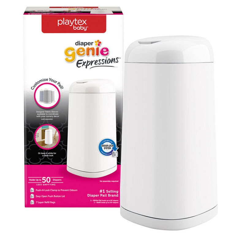 Poubelle à couches Diaper Genie Expressions - Blanc pur