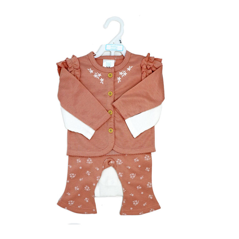 Baby Mode Pink 3-Piece Little Cardigan Set