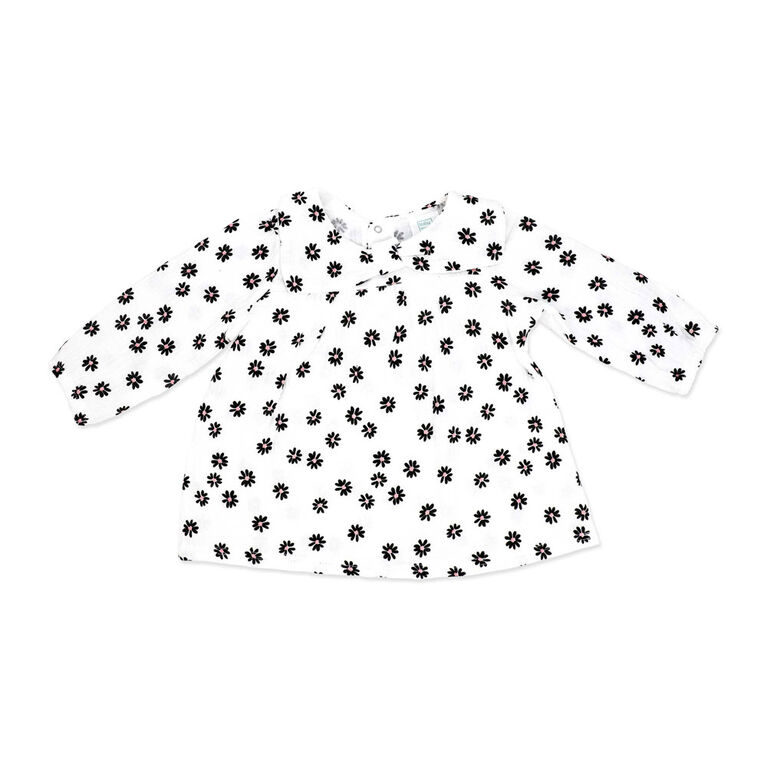 Baby Mode Ensemble haut et legging en gaze 3 pi&egrave;ces : motif floral noir, 0-3 mois