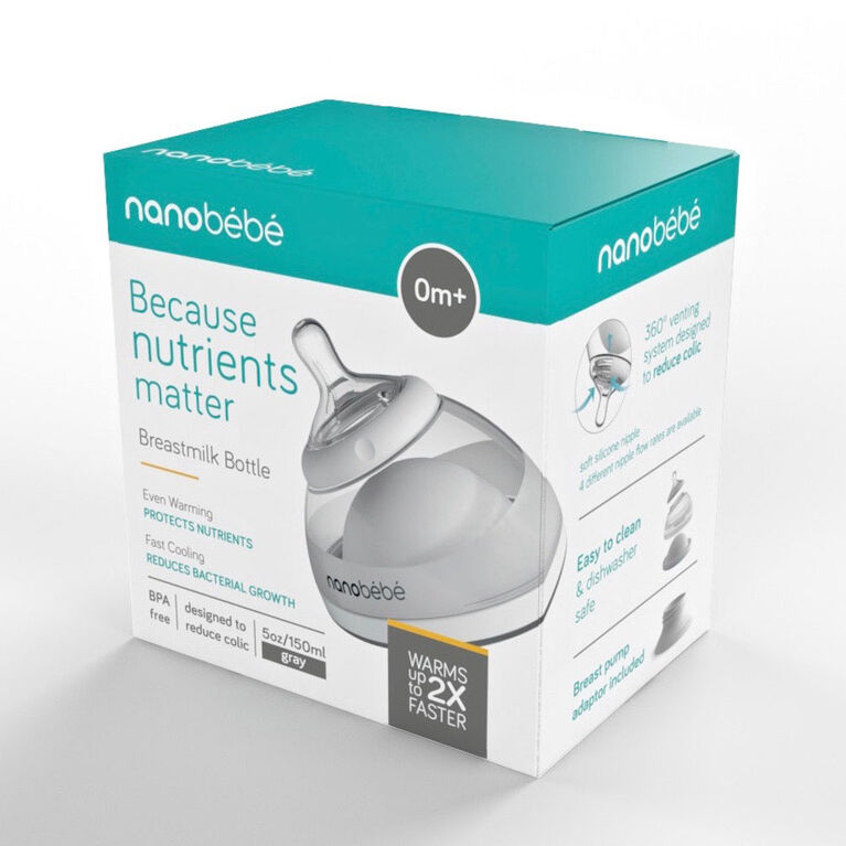 nanobébé - Breastmilk Bottle 5oz/150ml Single Pack - Grey