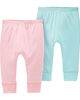 Carter's 2-Pack Pull-On Pants - Pink/Blue, 6 Months