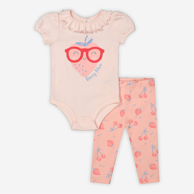 Rococo 2 Piece Bodysuit Legging Set Pink 9-12 Months