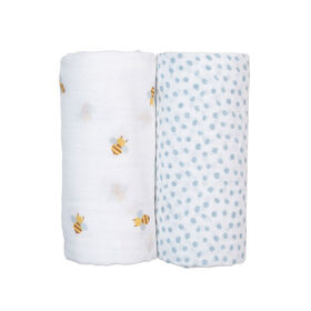 Lulujo - Langes en mousseline 2PK - Abeilles et poi