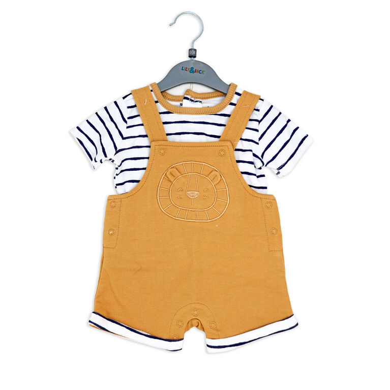 Lily & Jack Brown Lion Dungaree Set 