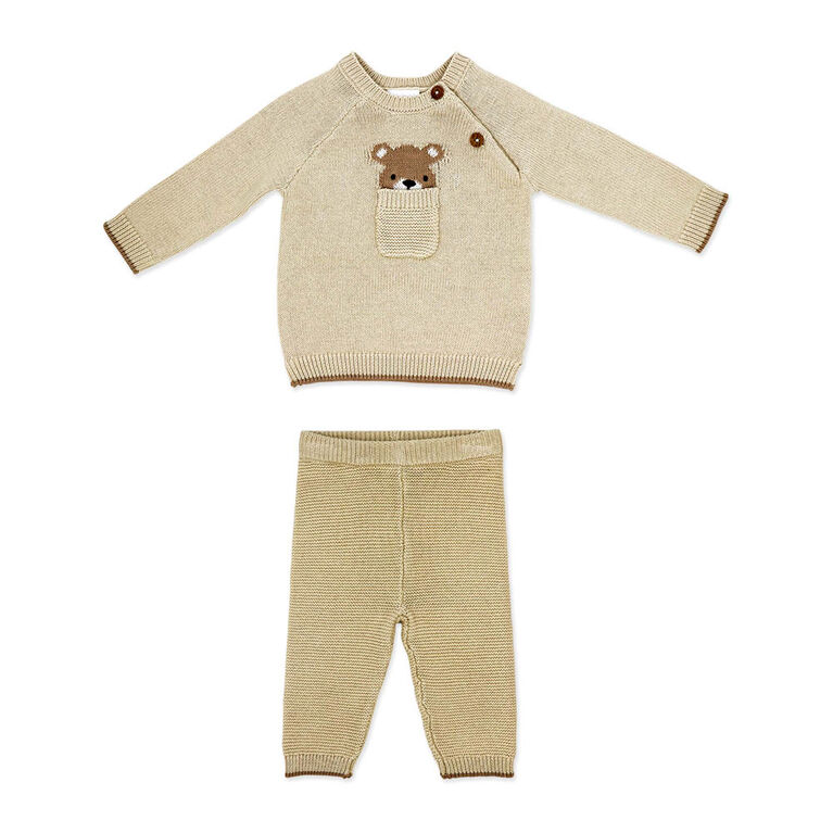 Rock a Bye Baby Ensemble pull en tricot : Ours beige 0-3 mois
