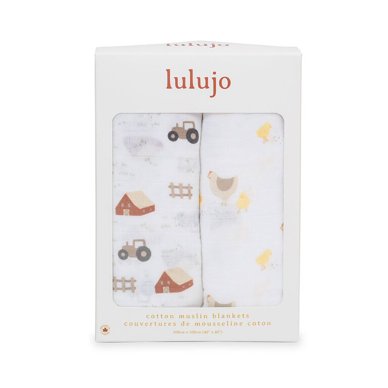 Lulujo - 2PK Langes en mousseline - Ferme + Poule e