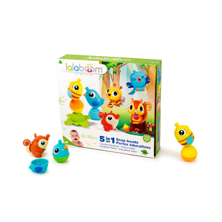 Lalaboom - Lalaboom 5 in 1 Snap Beads Animals and Accessories (25pc)