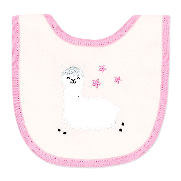 Baby Mode Ensemble pyjama 2 pièces avec bavoir : Lama rose 0-3m