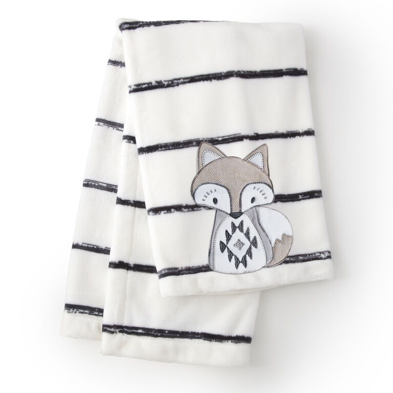 Levtex Baby Bailey White Charcoal Stripe Plush Blanket