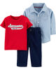 Carter's 3-Piece Awesome Little Guy Pant Set - Blue/Red, 3 Months