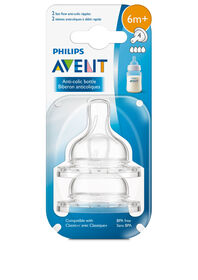 Biberon anticoliques de Philips Avent, T&eacute;tine &agrave; d&eacute;bit rapide, 2 pq, SCF424/27.