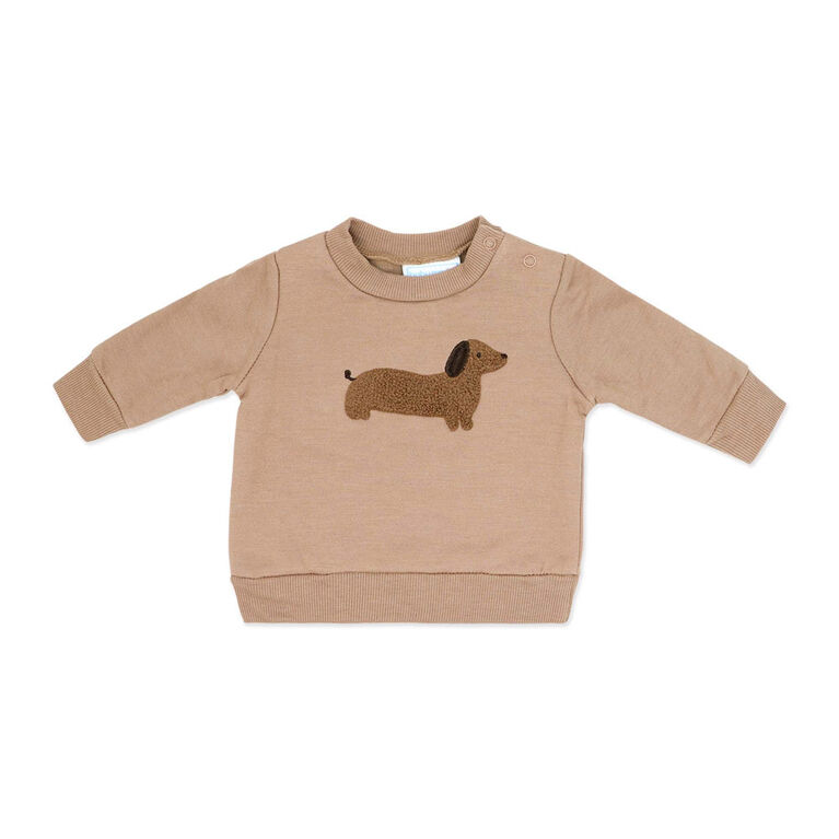 Baby Mode 3 Piece Fleece Jogger Set:Brown Dog 3M