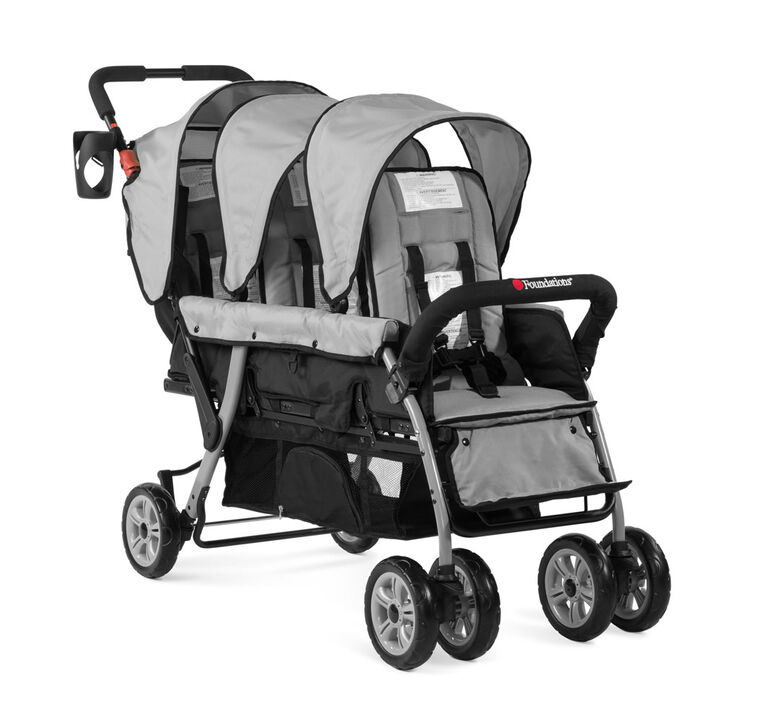 Foundations Trio Sport 3-Seat Multi-Child Stroller, Gray/Black