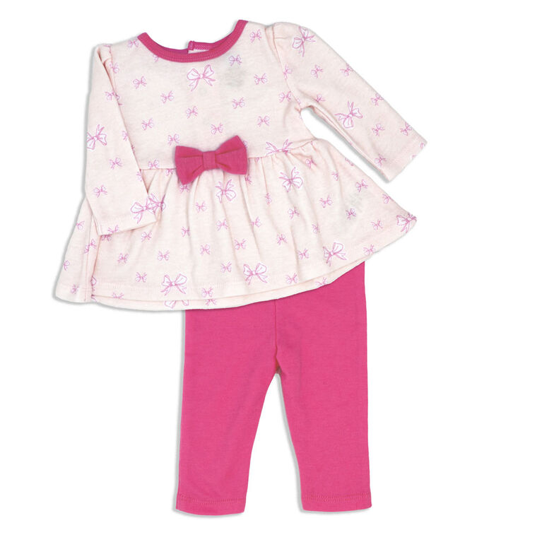Bébé Mode Ensemble de leggings 2 pièces : Joli nœud rose