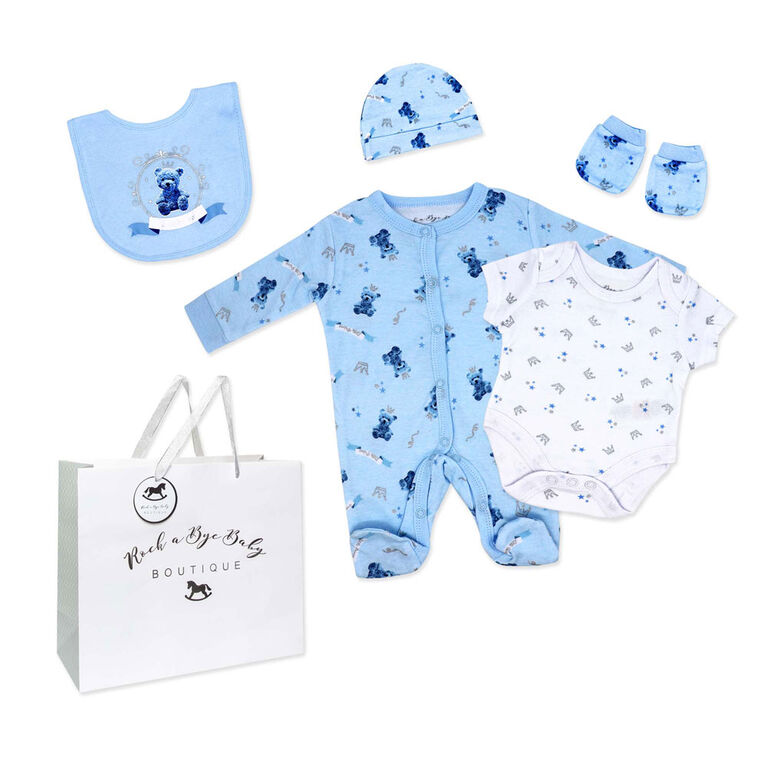 Rock A Bye Baby Boutique 5 Piece Mesh Bag Set:Prince Bear 3-6M
