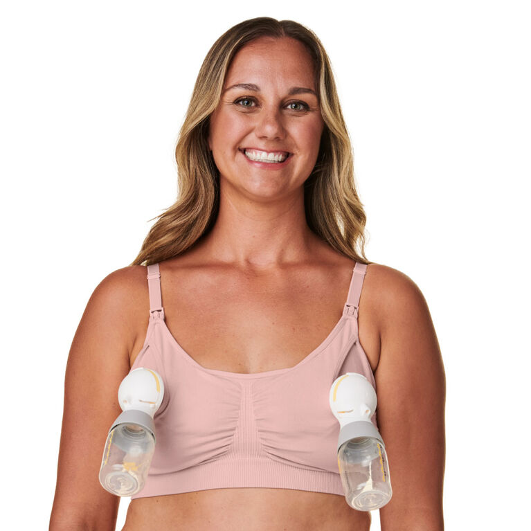 Basics by Bravado 2-in-1 Pumping and Nursing Bra, Soft Rose, Small