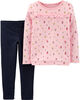 Carter’s 2-Piece Floral Top & Knit Denim Legging Set - Pink/Blue, 9 Months