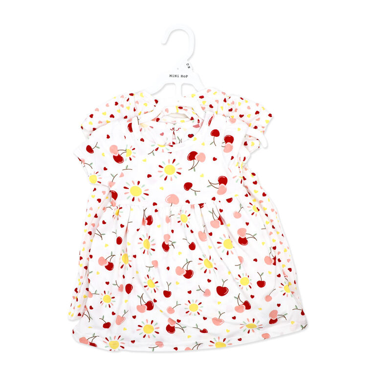 Mini Hop 2 Pack Dress:Red Cherry Floral