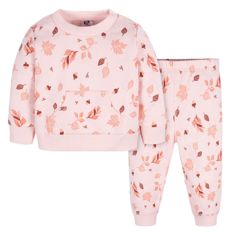 Gerber Childrenswear - Ensemble Sweat + Pantalon 2 Pièces - Fille - Feuillage Orange 12 mois
