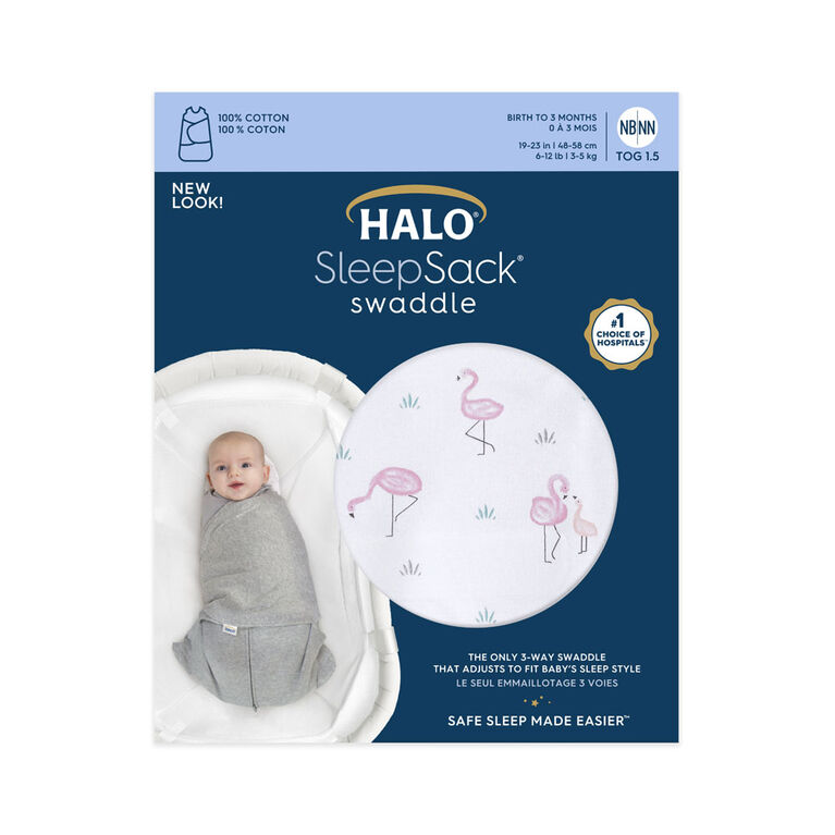 HALO SleepSack Swaddle - Cotton - Flamingos Small 3-6 Months