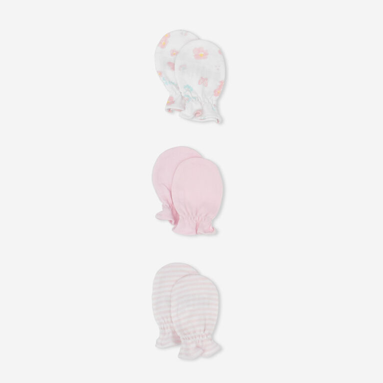 Rococo 3 Pack Mits Pink 0/6M