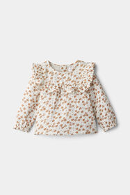 Ruffle Woven Top White Floral 3-6M