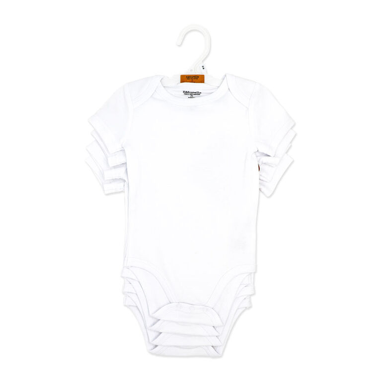 Naturelle 4 Pack Short Sleeve Bodysuit: White Newborn