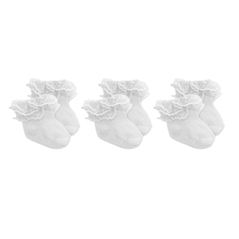 Baby Mode Signature 3 Pack  Ruffle Socks: White