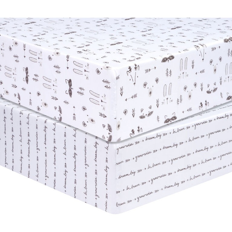 Sammy and Lou Scandi Animal 2 Pack Microfiber Fitted Crib Sheet