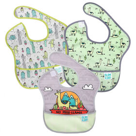 Bumkins SuperBib, Baby Bib, Waterproof, Washable, Stain and Odor Resistant, 6-24 Months - 3-Pack - Llama