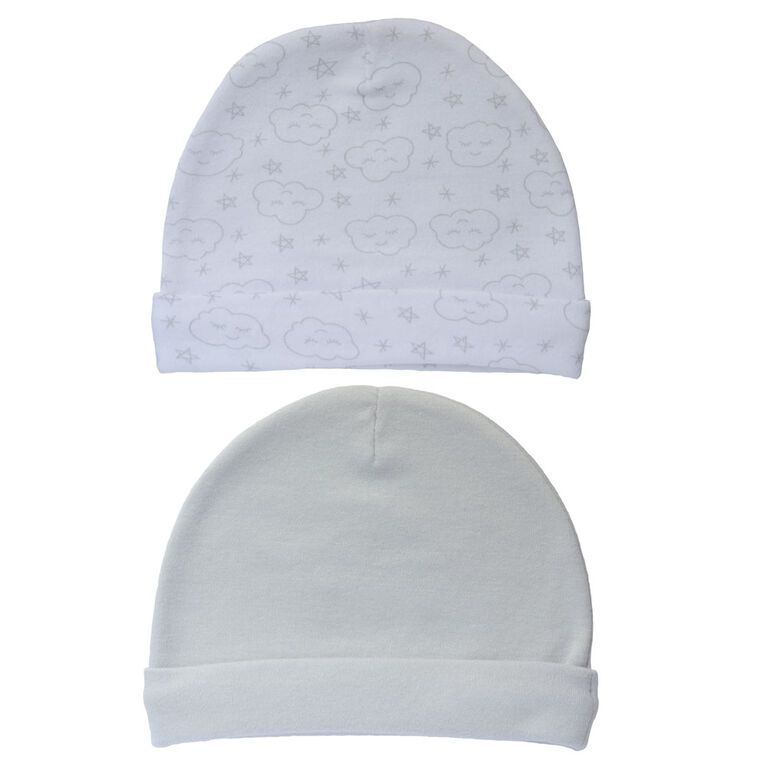 Koala Baby 2 Pack Baby Hats -  Grey Clouds, size 3-6 months